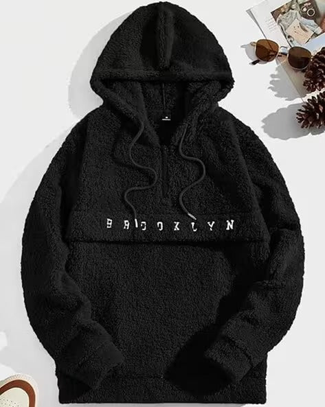 Men Typographic Print Relaxed Fit Hoodie