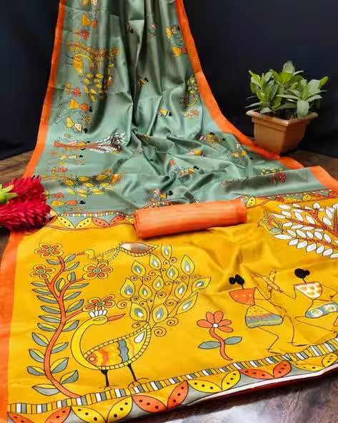 Women Printed Saree with Contrast Border